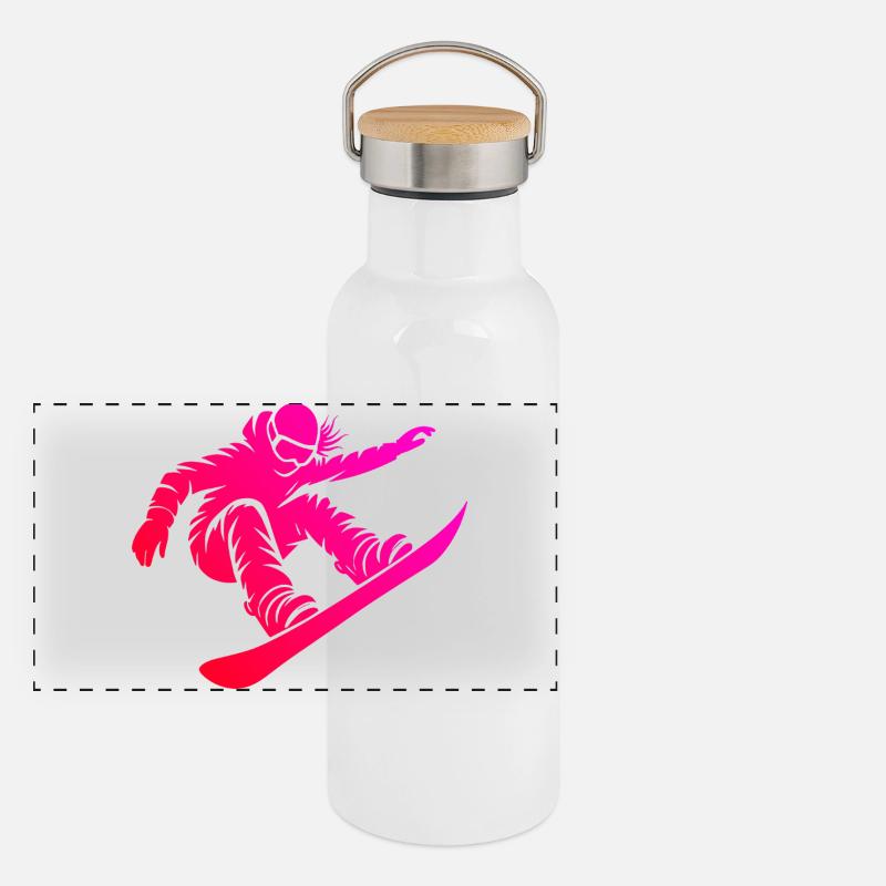 Attention snowboard fans simple statement for Panoramic Thermal Bottle with Bamboo Lid