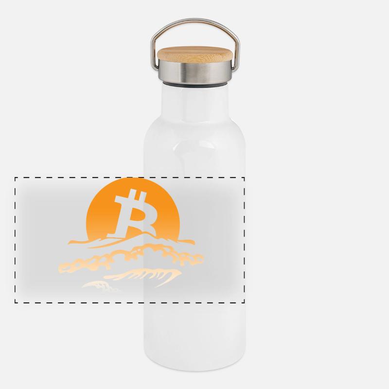 Bitcoin-Dusk Panorama Thermosflasche mit Bambusdeckel