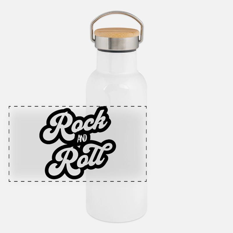 Rock'n'Roll-Vintage-Skript Panorama Thermosflasche mit Bambusdeckel