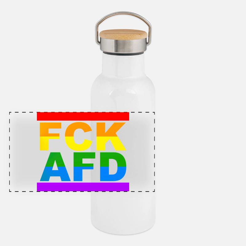 FCK AfD Gourde isotherme avec bouchon en bambou