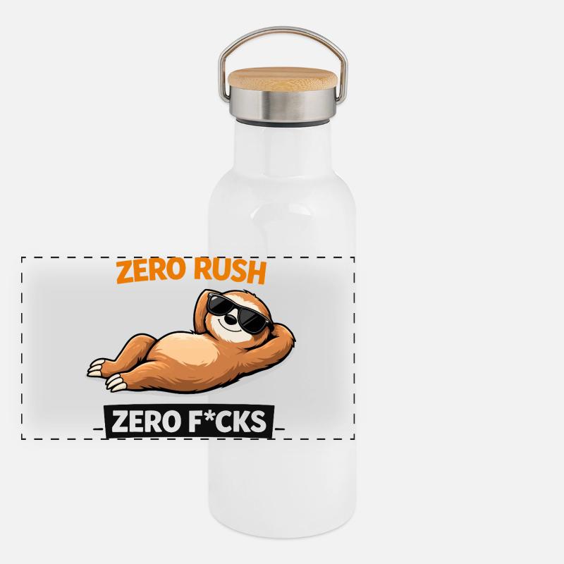 Zero Rush Sloth Chill Slogan Gourde isotherme avec bouchon en bambou