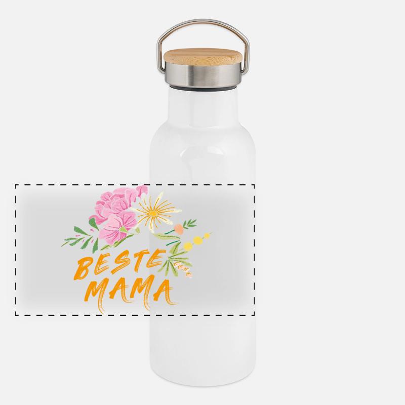 Beste Mama  Panorama Thermosflasche mit Bambusdeckel