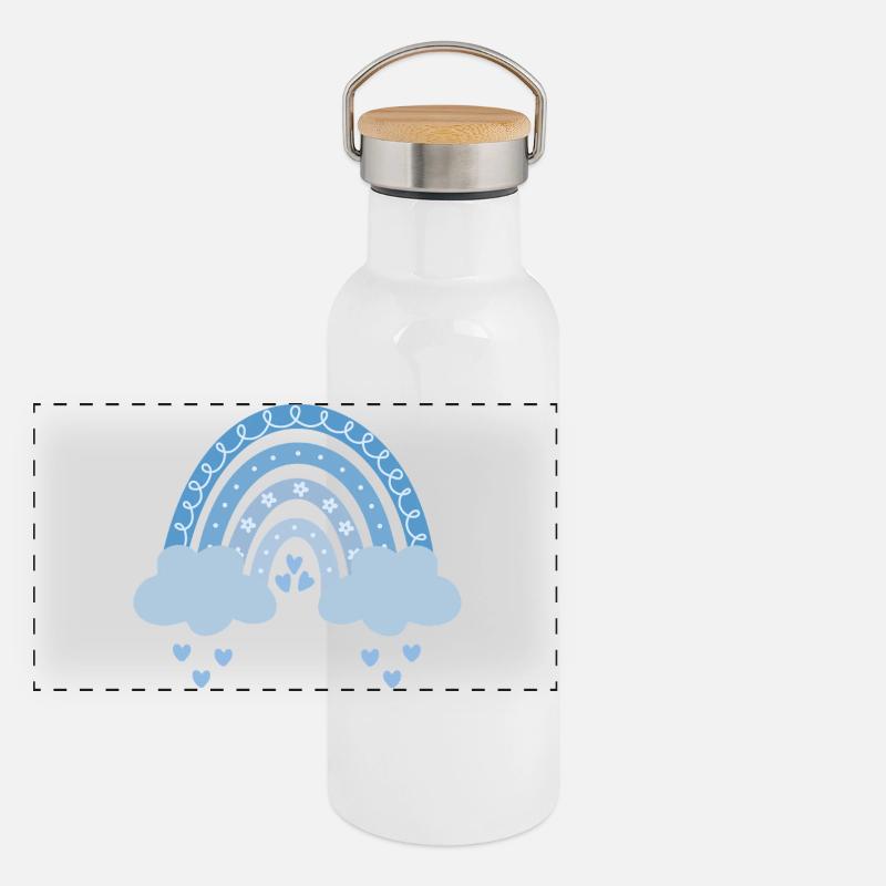 Bleu arc-en-ciel Gourde isotherme avec bouchon en bambou