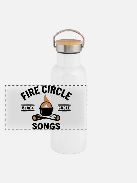 Campfire Kettle Cooking Outdoor Camping - Panoramic Thermal Bottle with Bamboo Lid - white - Front