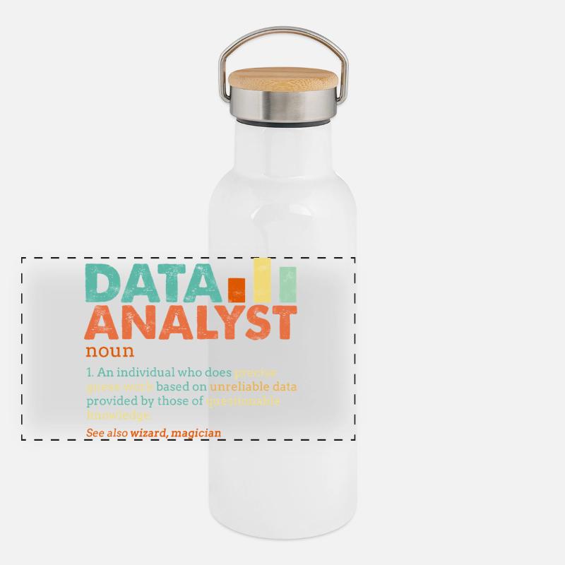 Data Analyst Retro Farbblöcke Panorama Thermosflasche mit Bambusdeckel
