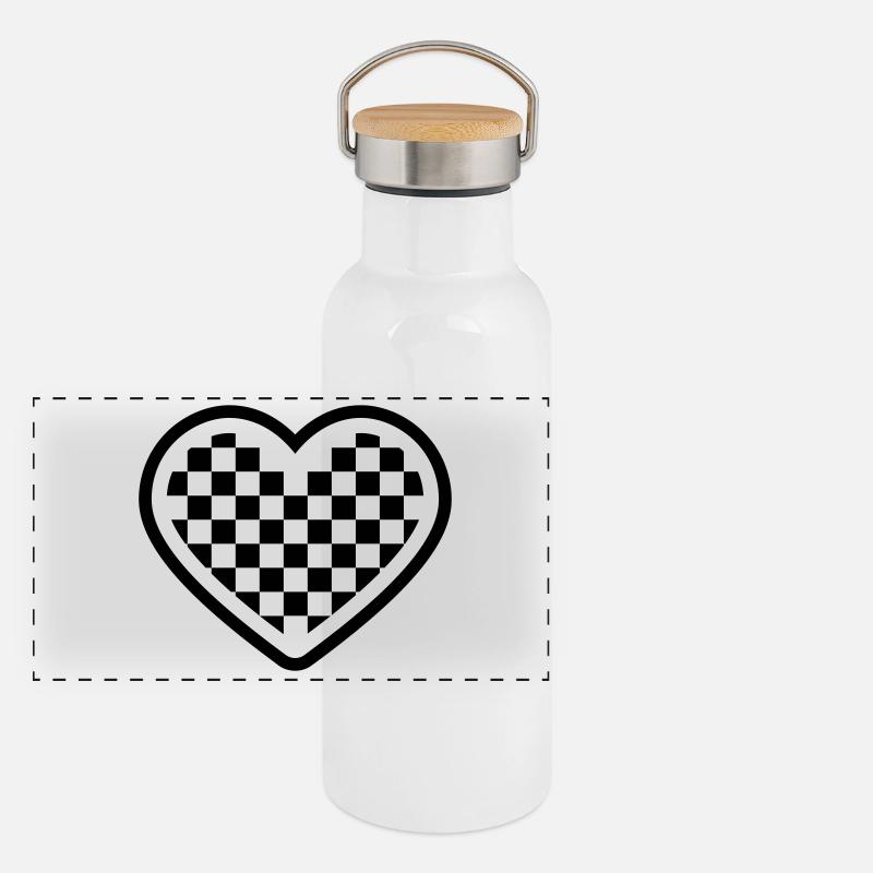 checkerboard heart Panoramic Thermal Bottle with Bamboo Lid