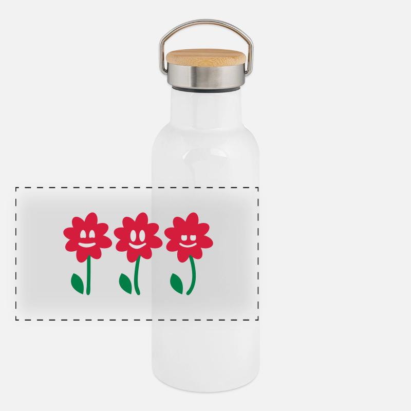 3 Fleurs 3 Gourde isotherme avec bouchon en bambou