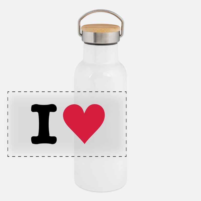 I - HEART Gourde isotherme avec bouchon en bambou