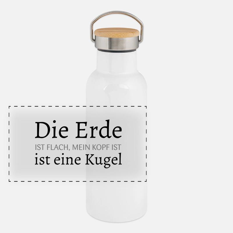 Die Erde ist flach Panorama Thermosflasche mit Bambusdeckel