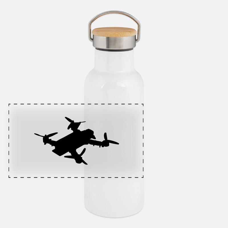 Drohne 2 Panorama Thermosflasche mit Bambusdeckel