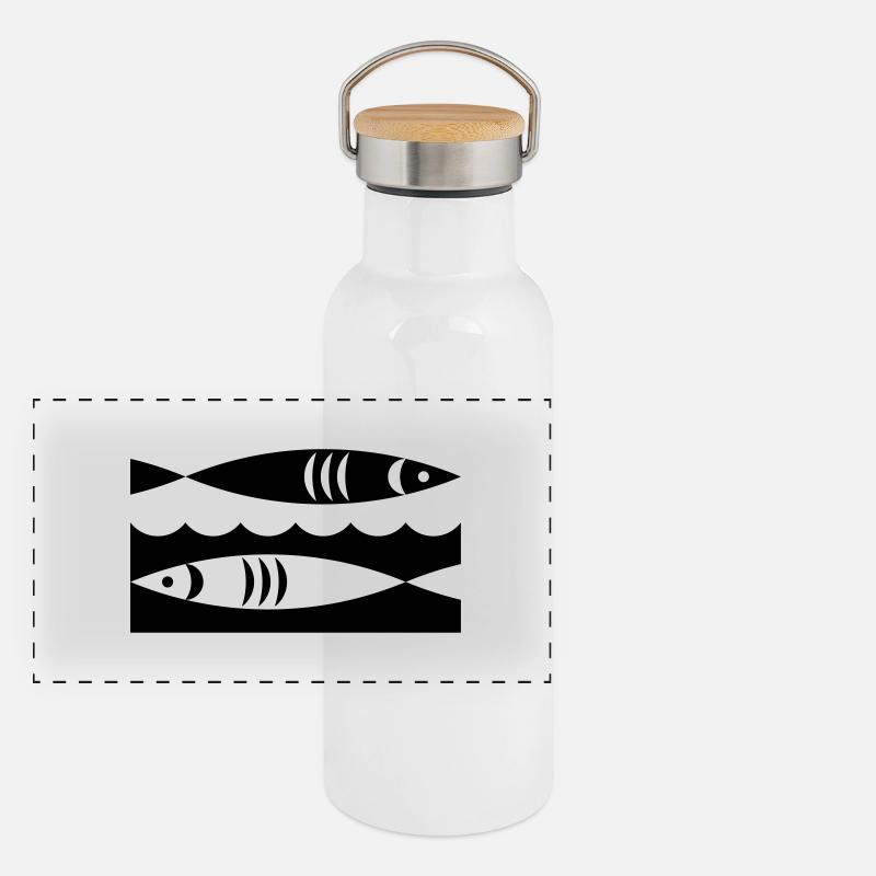 Fische Panorama Thermosflasche mit Bambusdeckel