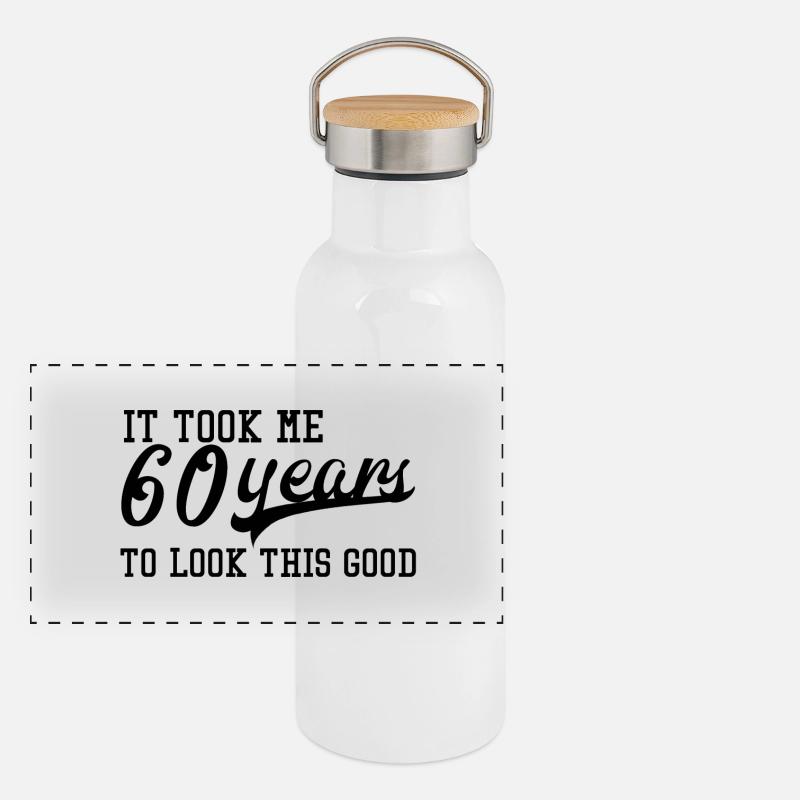 60e anniversaire: Il m'a fallu 60 ans pour regarder ce Gourde isotherme avec bouchon en bambou