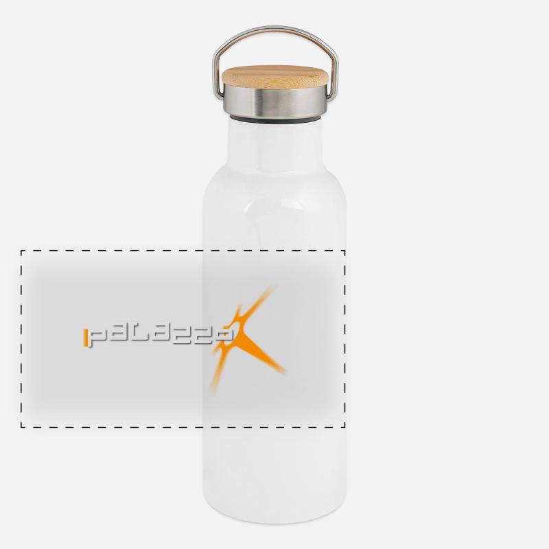 Palazzo Logo Klassik white Panorama Thermosflasche mit Bambusdeckel