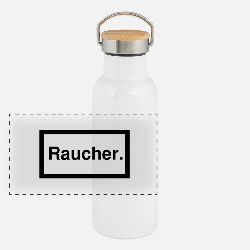 raucher 1c Panorama Thermosflasche mit Bambusdeckel