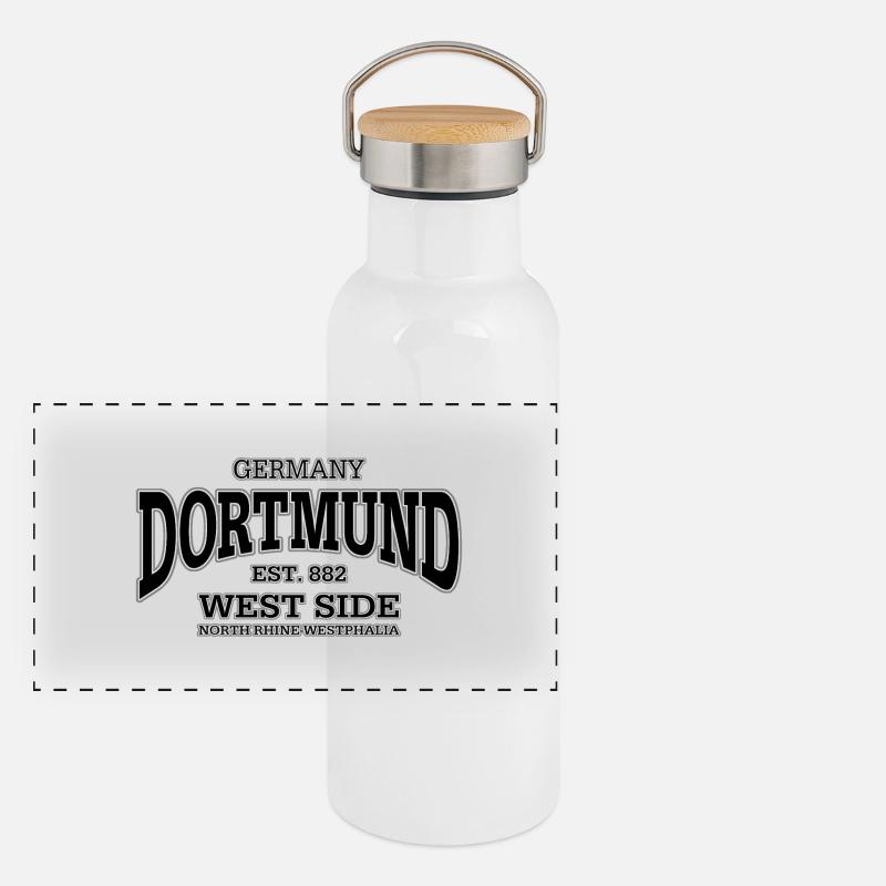 Dortmund (black) - Panoramic Thermal Bottle with Bamboo Lid - white
