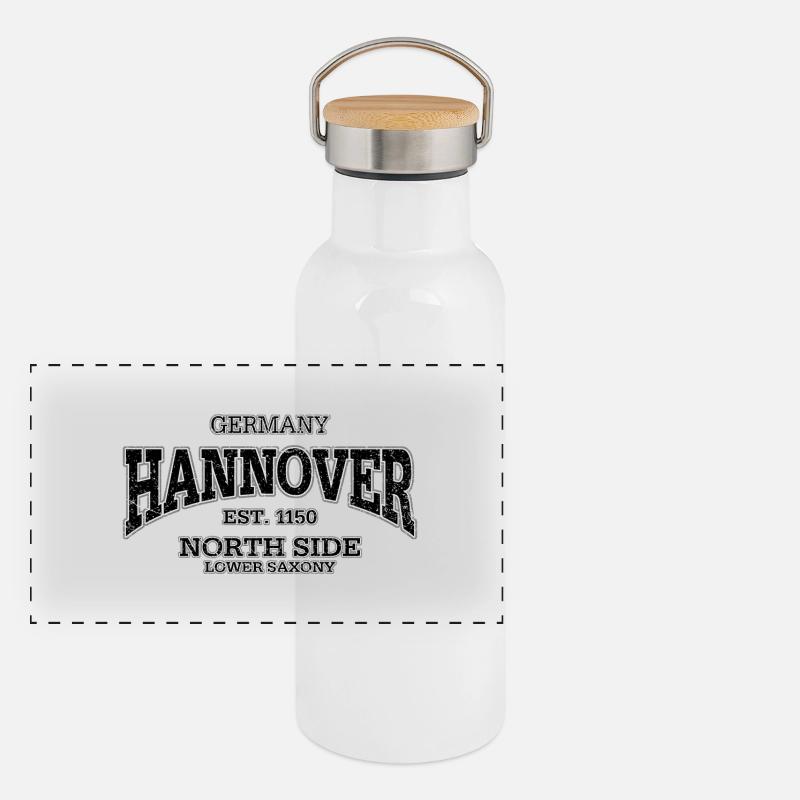 Hannover (black oldstyle) Panorama Thermosflasche mit Bambusdeckel