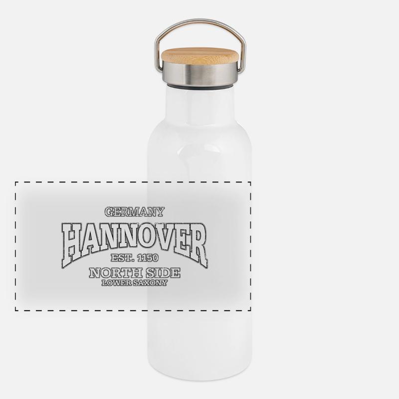 Hannover (white oldstyle) Panorama Thermosflasche mit Bambusdeckel