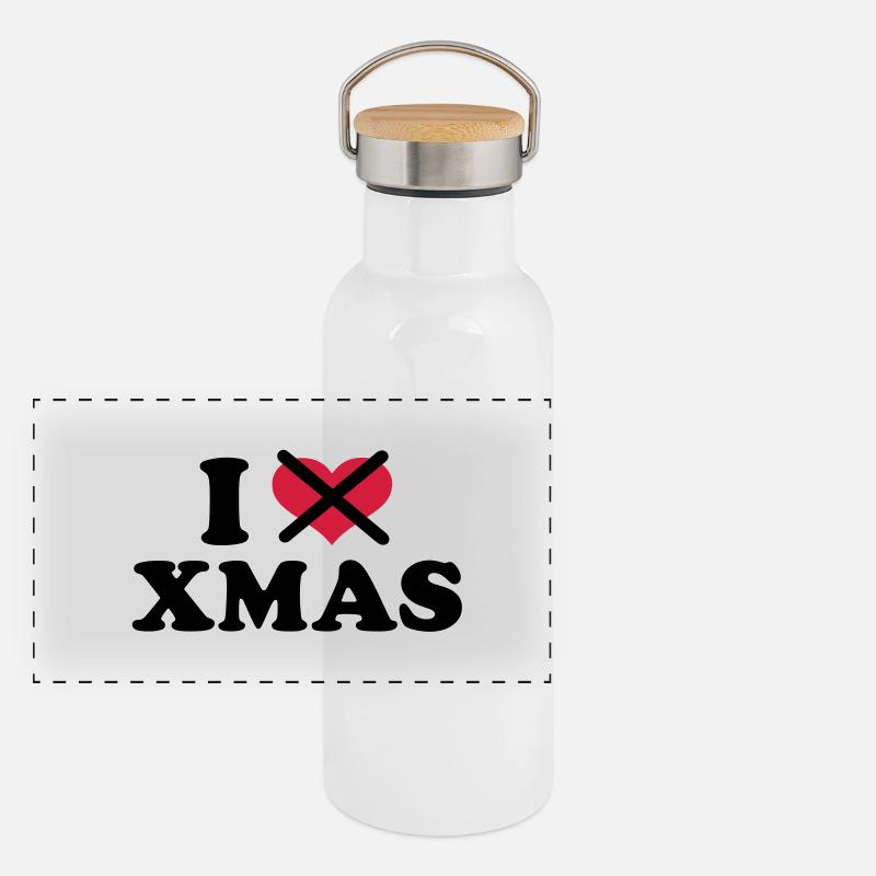 I hate xmas christmas Gourde isotherme avec bouchon en bambou