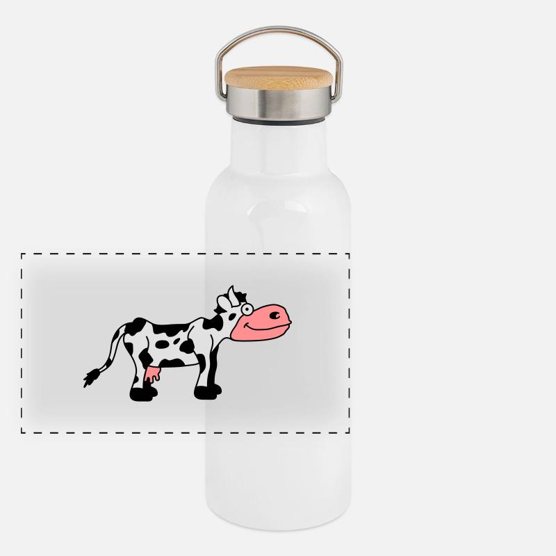 Cow Comic Gourde isotherme avec bouchon en bambou