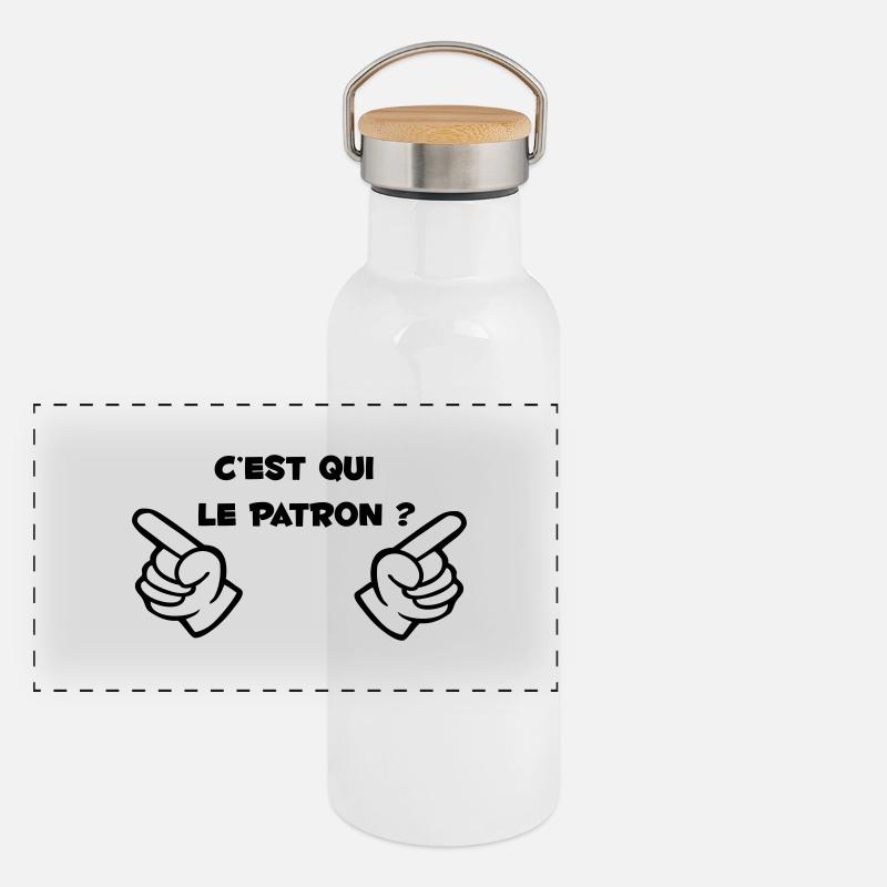 cest_qui_le_parton? Chef-an-Kopf Panorama Thermosflasche mit Bambusdeckel
