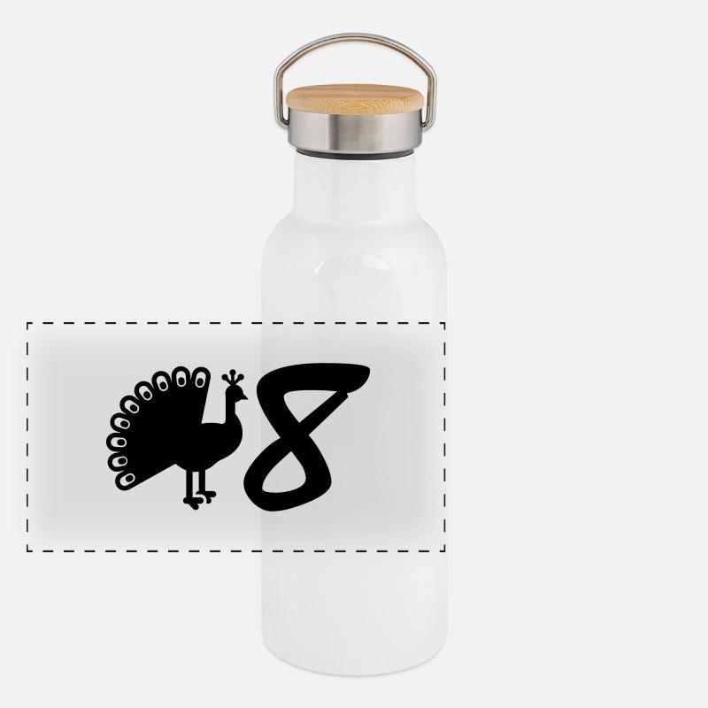 V8 - Pfau 8 Panorama Thermosflasche mit Bambusdeckel