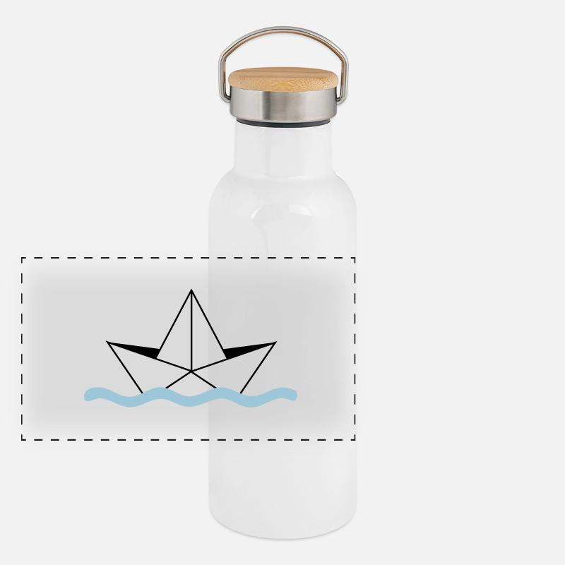 Papierschiff Panorama Thermosflasche mit Bambusdeckel