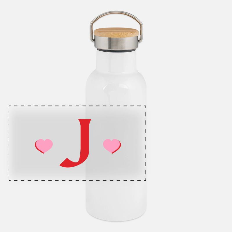 Lettre j cœurs rouges Gourde isotherme avec bouchon en bambou