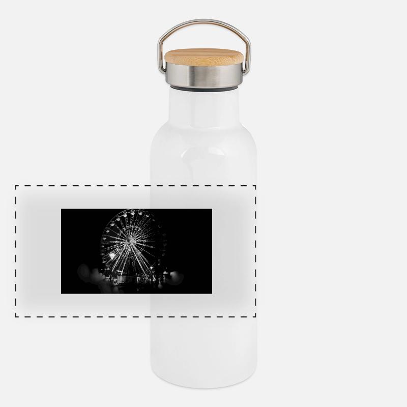 Ferris wheel b&w Panorama Thermosflasche mit Bambusdeckel