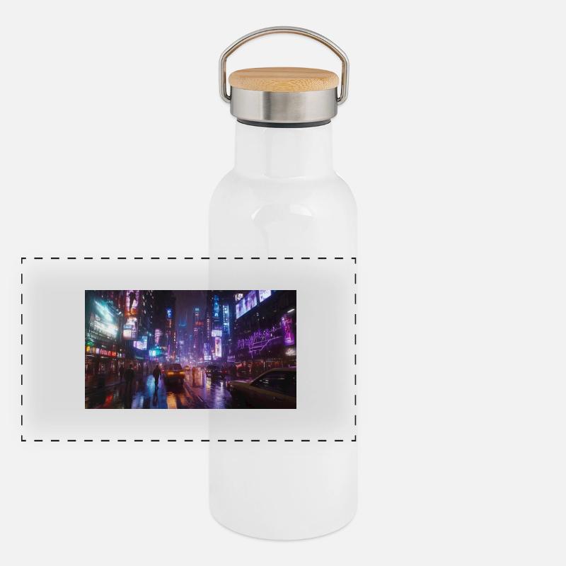 Cyberpunk City2 Panoramic Thermal Bottle with Bamboo Lid