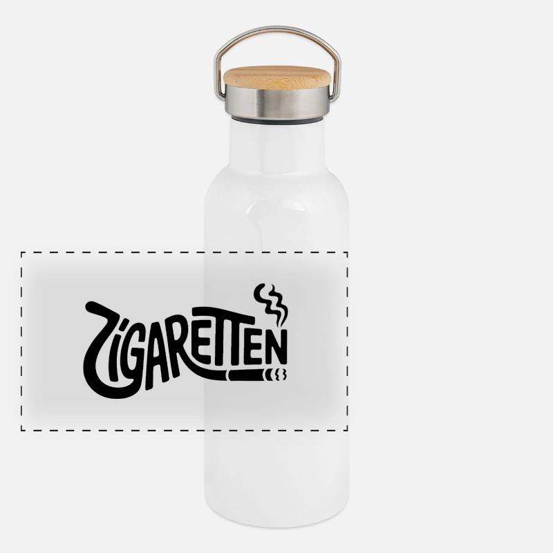 Cigarettes - German Memes Panoramic Thermal Bottle with Bamboo Lid