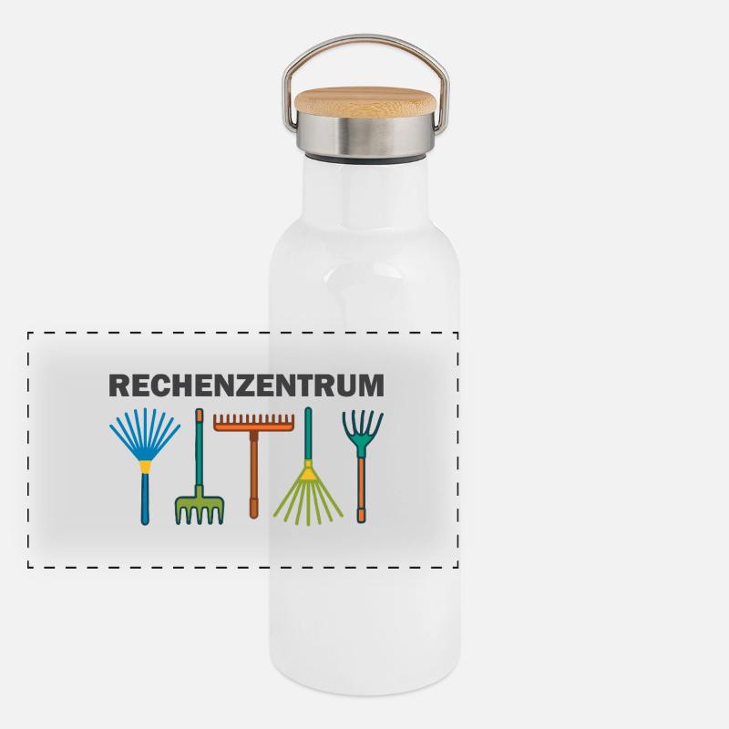 Rechenzentrum Panorama Thermosflasche mit Bambusdeckel