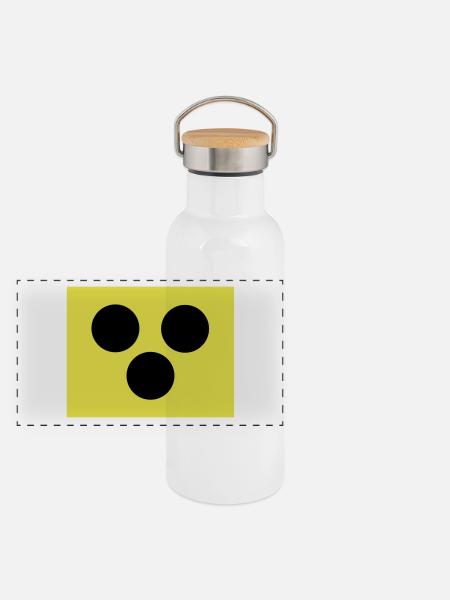 Blindenzeichen Armbinde Blind 2c - Panorama Thermosflasche mit Bambusdeckel - Weiß
