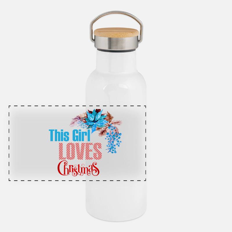 Fille d'amour de Noël de Noël cadeau de Noël Gourde isotherme avec bouchon en bambou