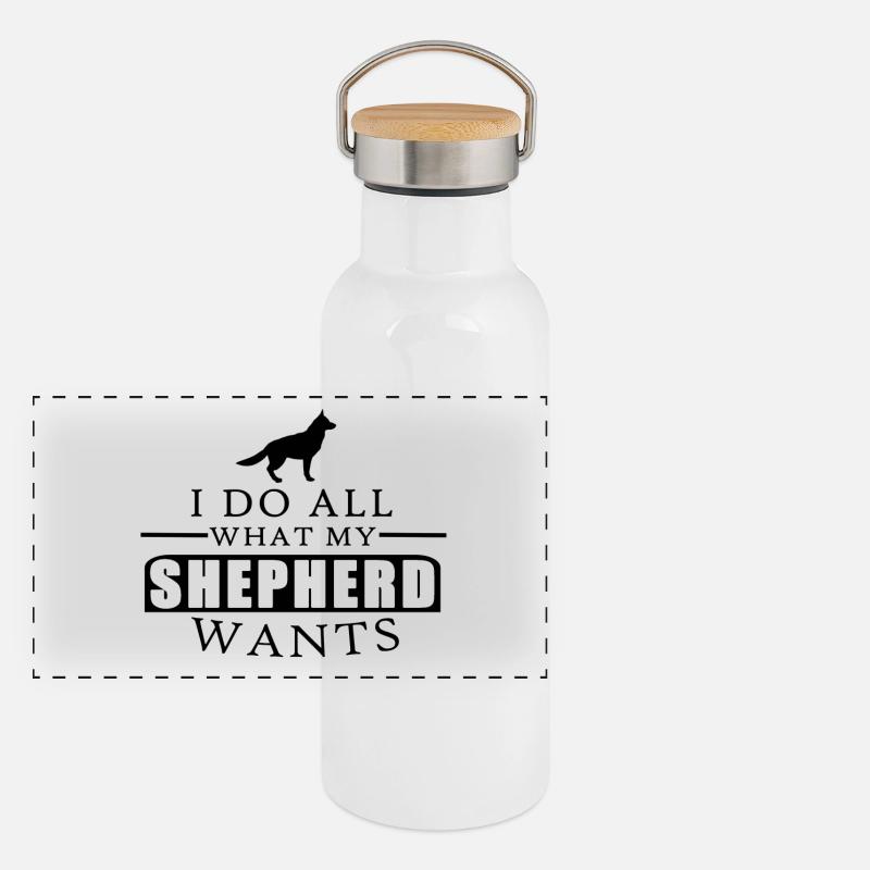 German Shepherd Shirt Panorama Thermosflasche mit Bambusdeckel