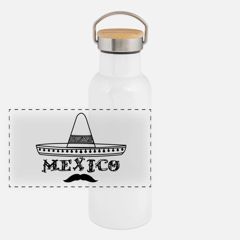 Mexiko-Hut und Schnurrbart Panorama Thermosflasche mit Bambusdeckel