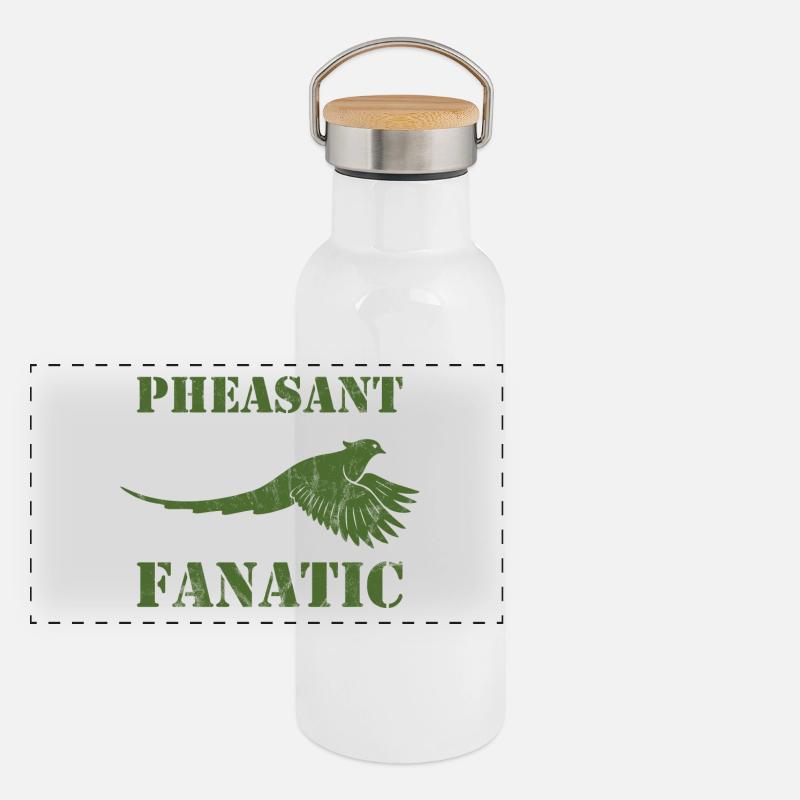 Hunting, Hunter, Halali, Gift, Shirt, Pheasant Panoramic Thermal Bottle with Bamboo Lid
