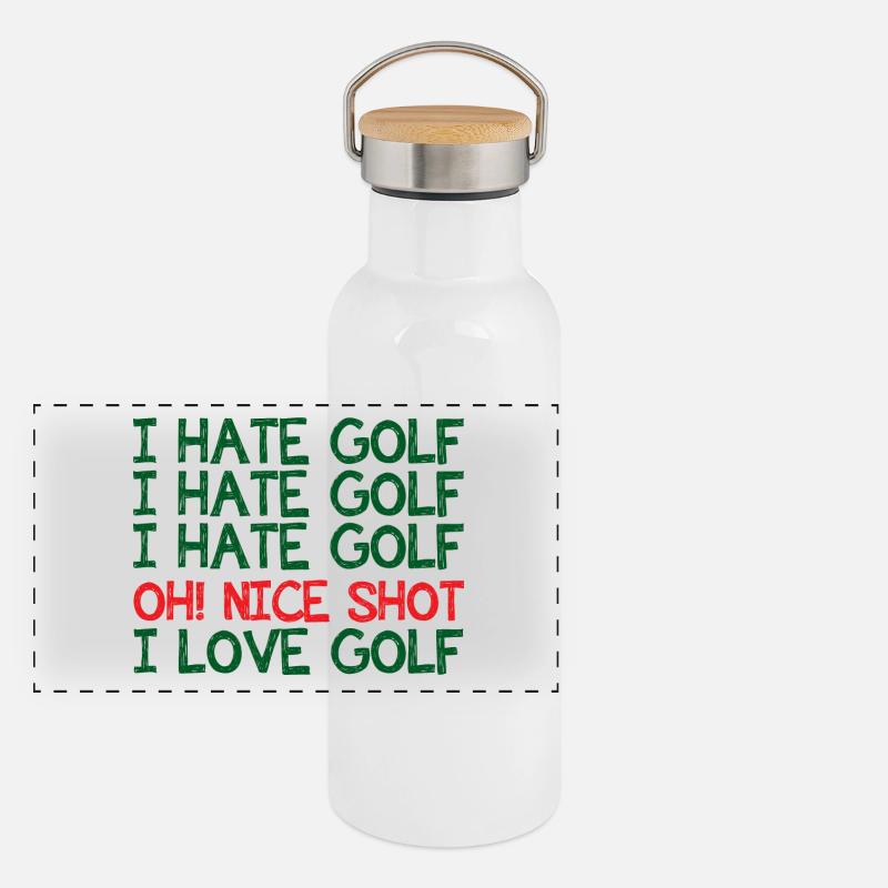 Golf Caddy Golfplatz Putter Birdie Geschenk Tee Panorama Thermosflasche mit Bambusdeckel