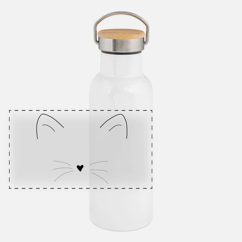 Chat oreilles museau visage idée cadeau Gourde isotherme avec bouchon en bambou