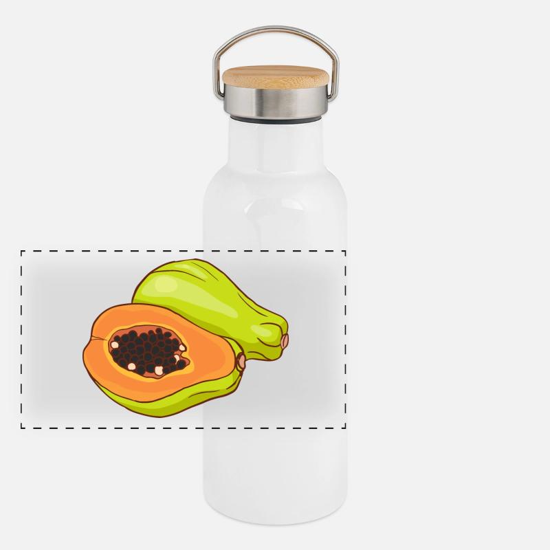 Papaya Melon Tree Papaya Tree Panoramic Thermal Bottle with Bamboo Lid