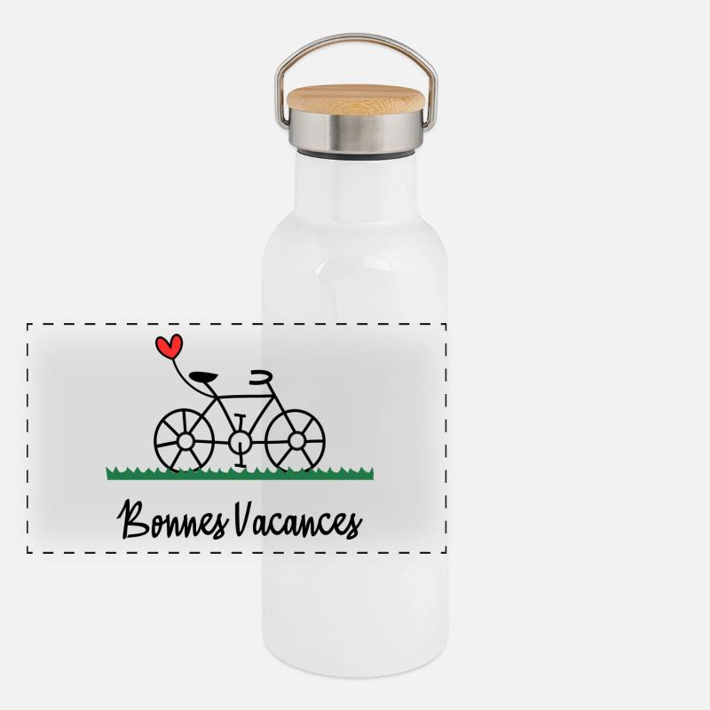 FAHRRAD. FEIERTAG. ES LEBE DIE FERIEN. FEIERTAG Panorama Thermosflasche mit Bambusdeckel