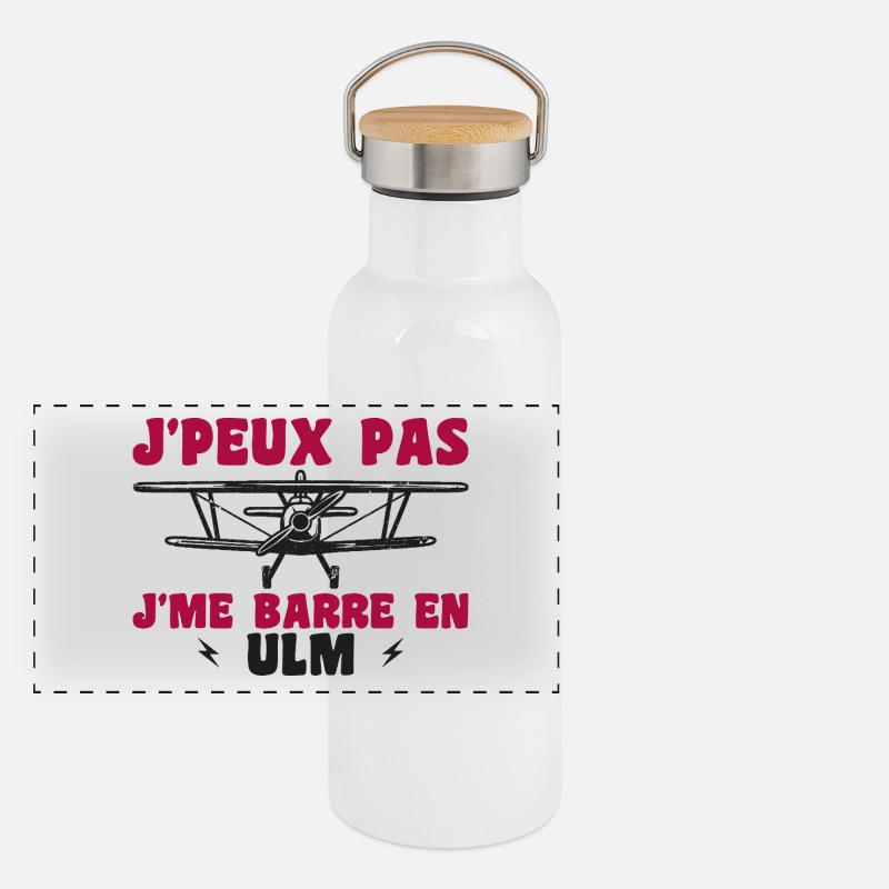 Flugzeug Humor Ulm Panorama Thermosflasche mit Bambusdeckel