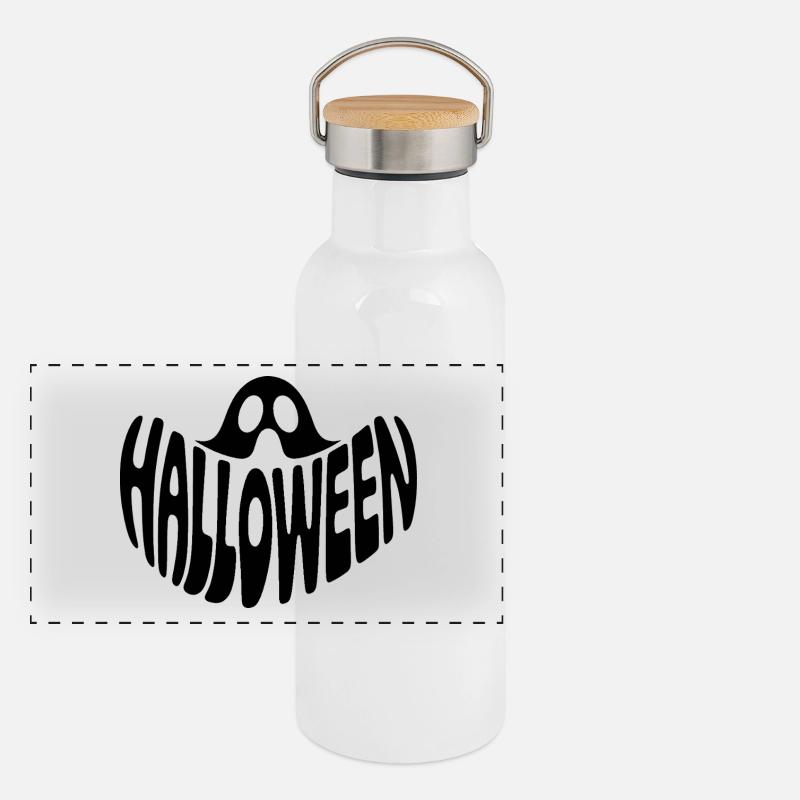Ghost - Cooles Halloween Logo Panorama Thermosflasche mit Bambusdeckel