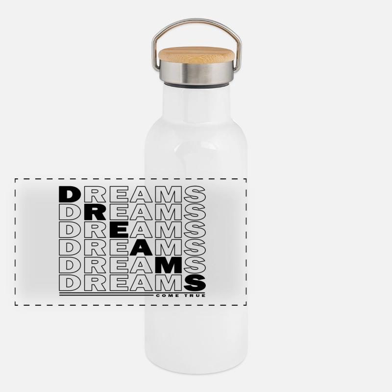 DREAMS - COME TRUE Panorama Thermosflasche mit Bambusdeckel