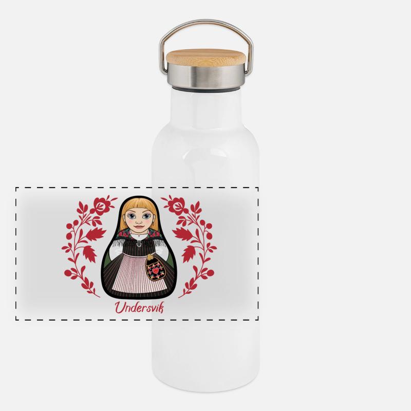 UndervikStinta mit Blumen Panorama Thermosflasche mit Bambusdeckel