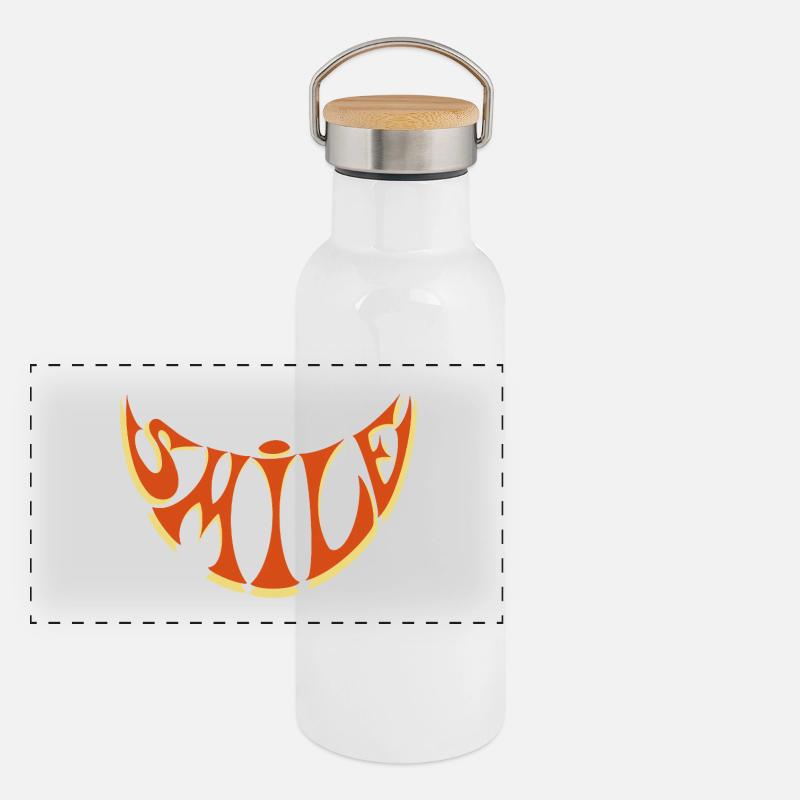 Einfach lächeln Panorama Thermosflasche mit Bambusdeckel