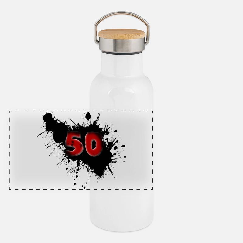 50. Geburtstag Panorama Thermosflasche mit Bambusdeckel