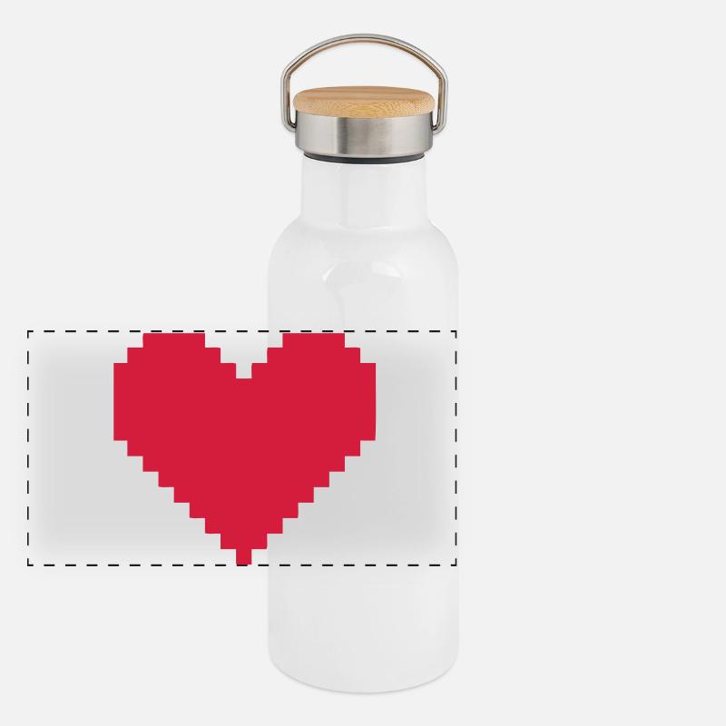 coeur pixel Gourde isotherme avec bouchon en bambou