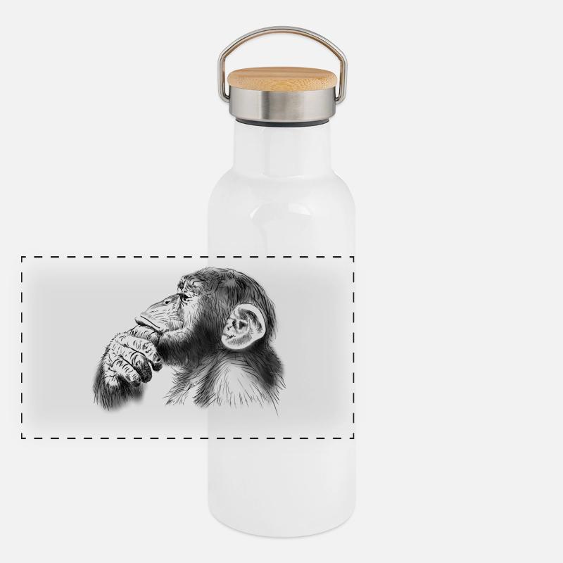 chimpanzé Gourde isotherme avec bouchon en bambou