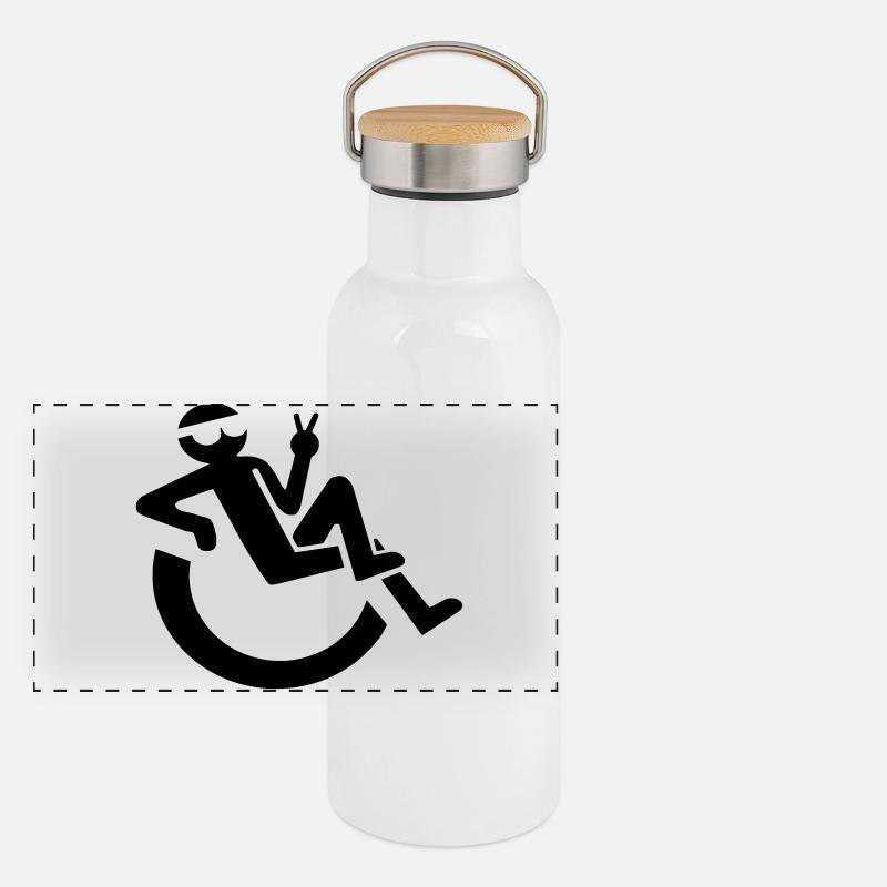 Image d’un utilisateur de fauteuil roulant détendu # Gourde isotherme avec bouchon en bambou