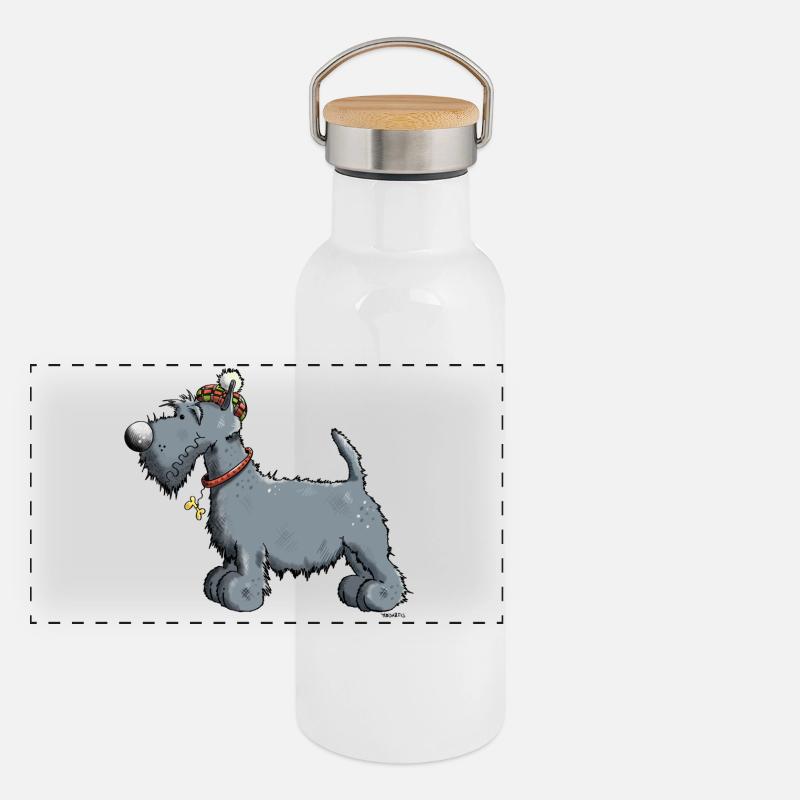 Lustiger Scottie I Scottish Terrier Hund Geschenk Panorama Thermosflasche mit Bambusdeckel